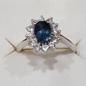 4 carat NWOT London Blue Sapphire & White Sapphire Ring
